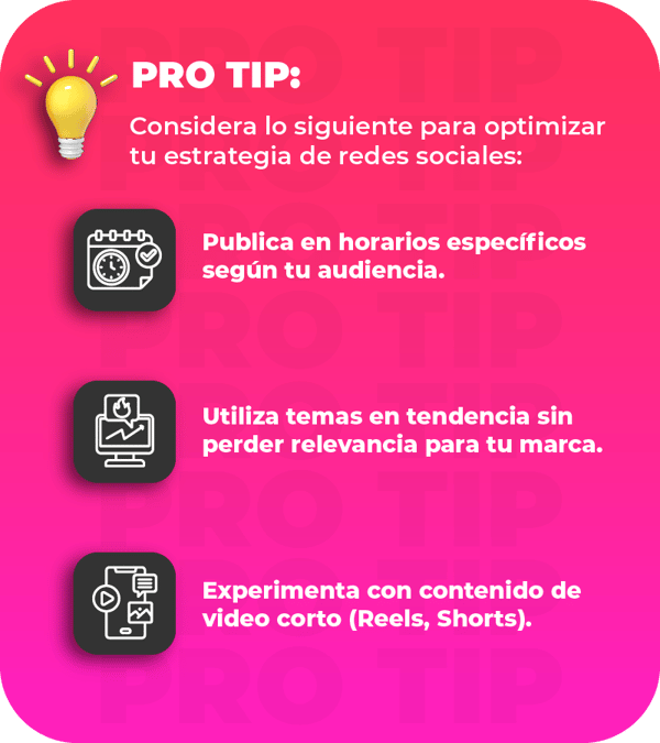 Acciones para optimizar tu estrategia de redes sociales.