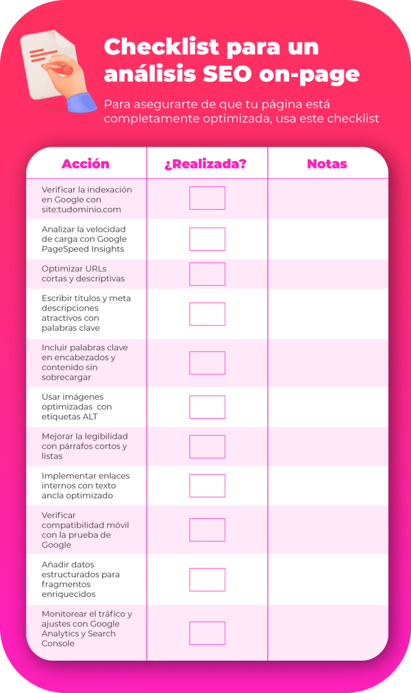 Checklist para un análisis SEO on-page